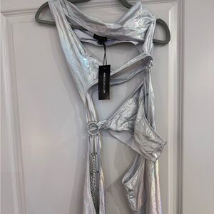 Silver Moonwalk Cut Out Catsuit